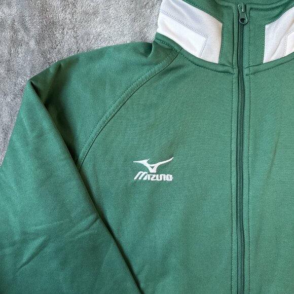 Mizuno Women's IV Zip Fleece Warm-Up Track Jacket Green Pockets M - Picture 2 of 4